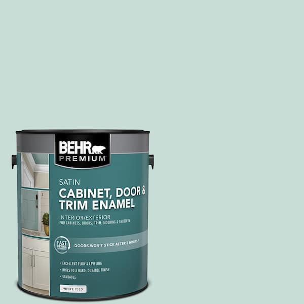 BEHR PREMIUM 1 gal. #MQ3-20 Whipped Mint Satin Enamel Interior/Exterior Cabinet, Door & Trim Paint
