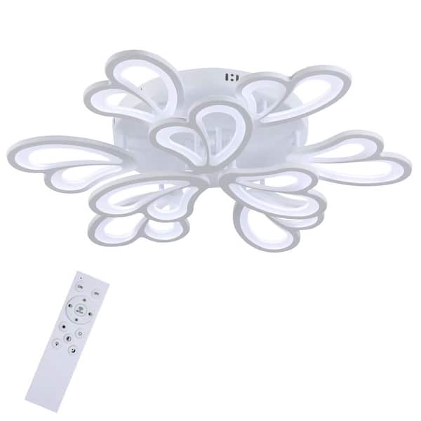 25 in. Indoor Modern Dimmable LED Semi-Flush Mount Ceiling Light with Remote for Living Room, Bedroom, Dining Room