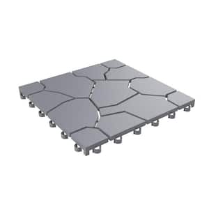 11.5 in. x 11.5 in. Outdoor Interlocking Polypropylene Patio and Deck Tile Flooring in Stone Grey (Set of 6)