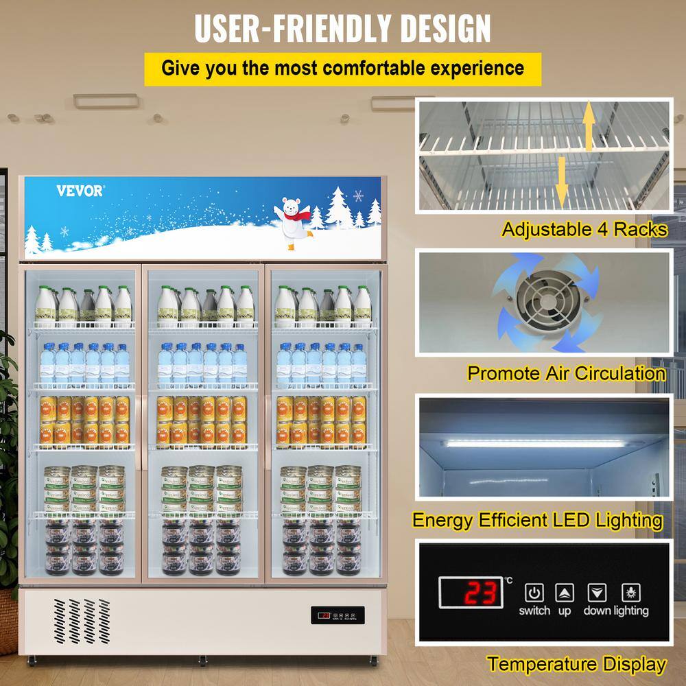 Silver Triple-Swing Glass Door Commercial Display Refrigerator