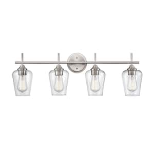 Ashford 31 in. 4-Light Brushed Nickel Vanity Light with Clear Glass Shade