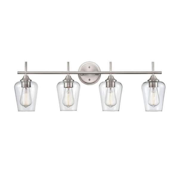 Millennium Lighting Ashford 31 in. 4-Light Brushed Nickel Vanity Light with Clear Glass Shade