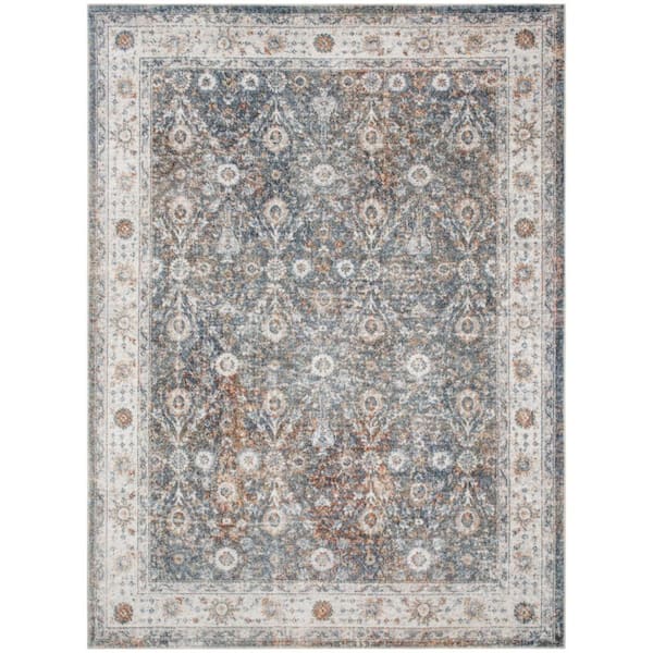 Nourison Astra Machine Washable Ivory Multicolor 5 ft. x 7 ft. Distressed Traditional Area Rug