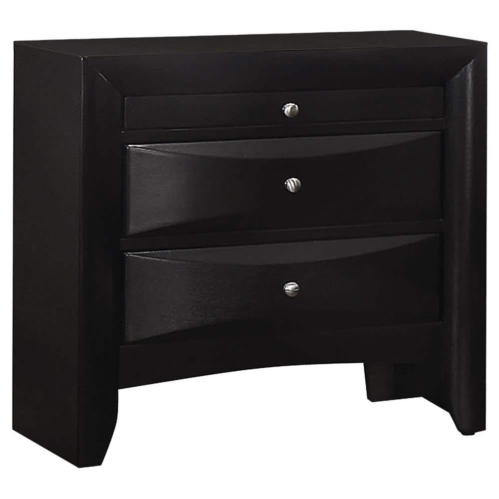 Briana Black 3-Drawer Nightstand with Chrome Knobs