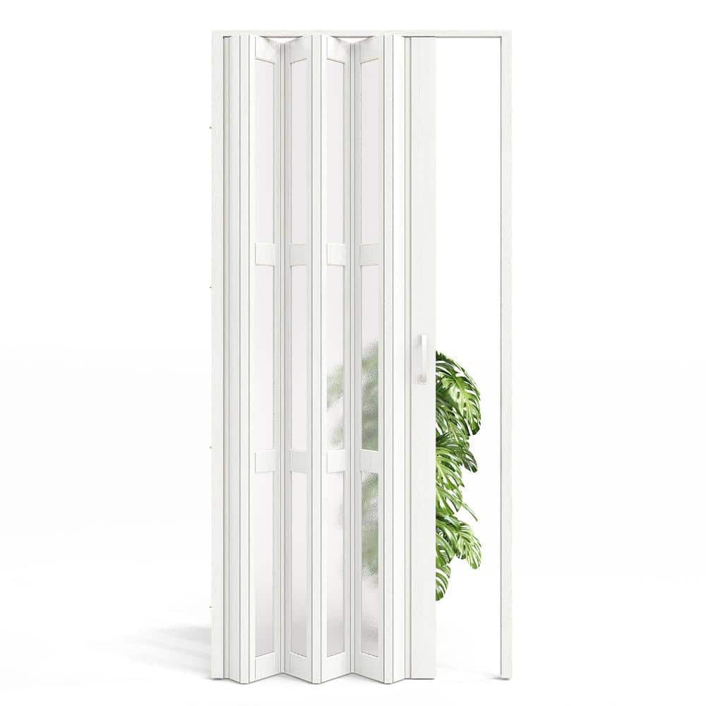 SOCBAZZAR 48 in x 80 in. White Oak Finished 3-Lite Frosted Acrylic