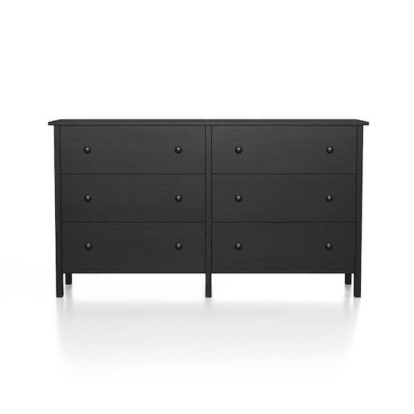 Furniture of America D London 6-Drawer Black Chest of Drawers 29 in. H x 52 in. W x 21 in. D