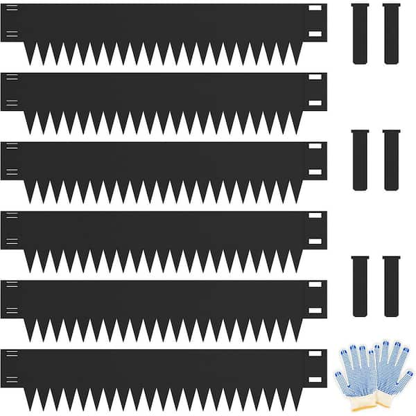 Phewnyzo 40 in. x 8 in. Steel Landscape Edging 6-Pack with Clips, Black
