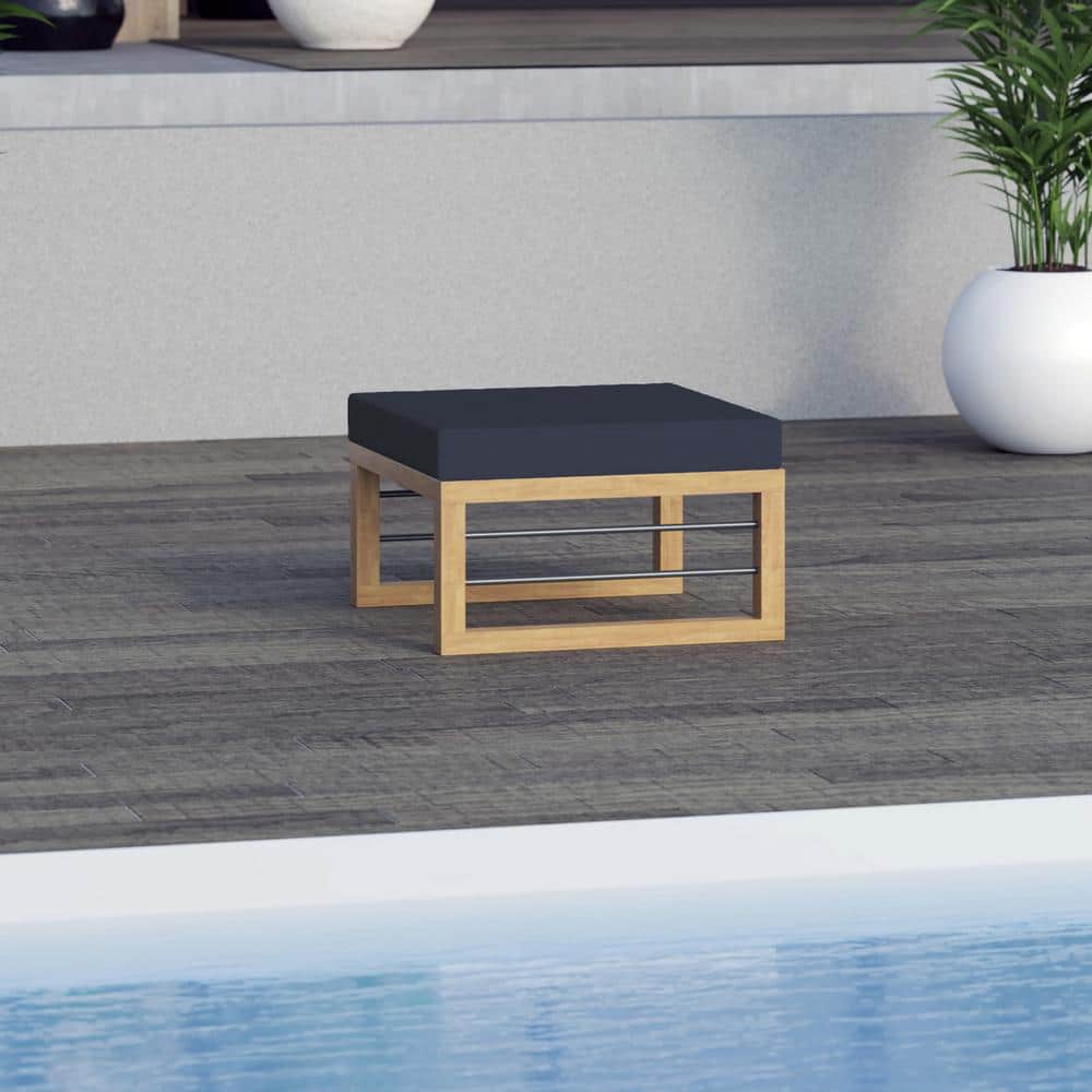 TK CLASSICS Aluminum Outdoor Ottoman/Coffee Table with Navy Blue ...
