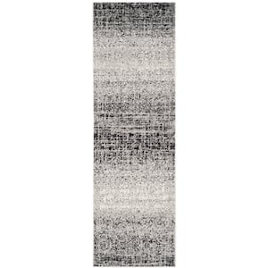 Adirondack Silver/Black 3 ft. x 12 ft. Solid Gradient Runner Rug