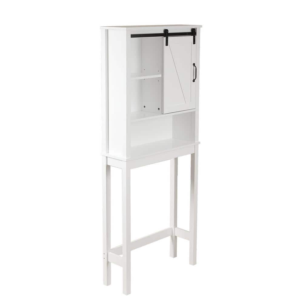 White MDF Over-the-Toilet Space Saver Cabinet with Adjustable Shelving