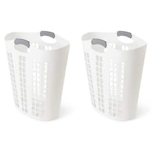 White Easy Carry Flex 87 L Plastic Laundry Hamper (2-Pack)