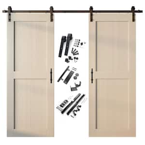 36 in. x 84 in. H-Frame Tinsmith Gray Double Pine Wood Interior Sliding Barn Door with Hardware Kit Non-Bypass