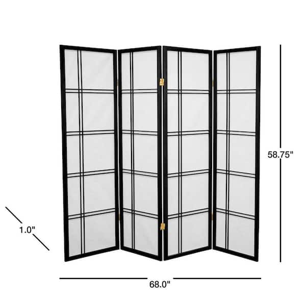5 ft. Black 4-Panel Room Divider
