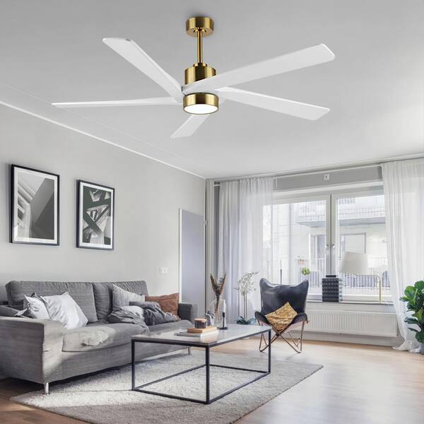 MLiAN 72 in. LED Indoor White and Gold Ceiling Fan with Remote WBCF ...