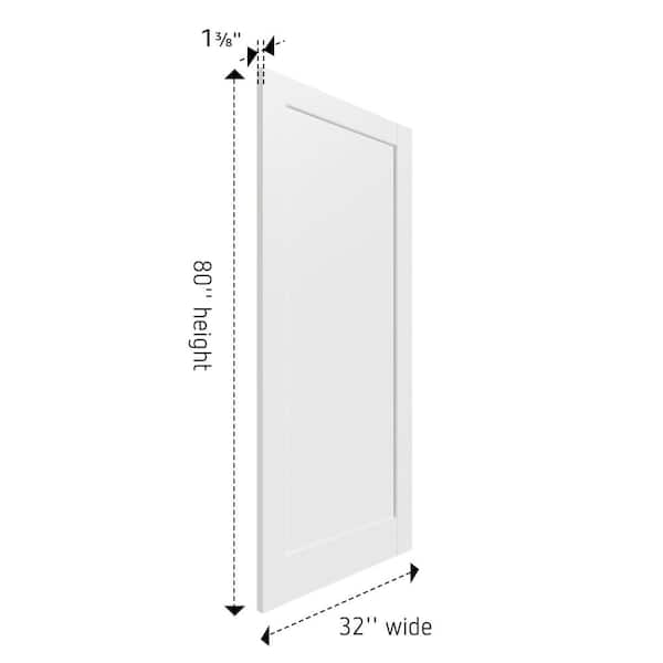 SOCBAZZAR 32 in. x 80 in. 1-Panel Shaker Solid Core White Primed