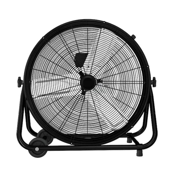 Elexnux 24 in. 3 Speeds Industrial Drum Fan in Black with 360° Tilt