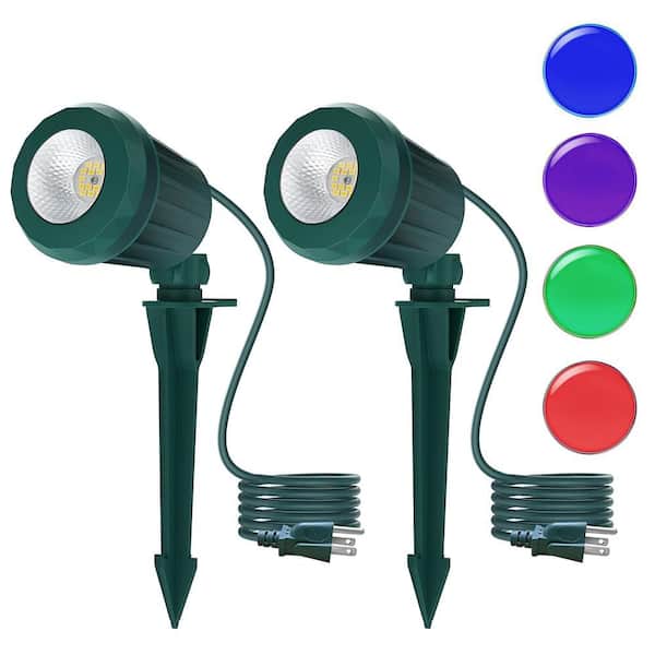 120V Green Plug in Outdoor IP67 Waterproof Spotlight with No Bulbs Included (2-Pack)