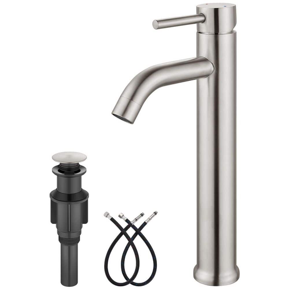 3-Piece Bathroom Accessory Set in Brushed Nickel, Stainless Steel Tall Bathroom Faucet with Supply Lines and Pop Up price history on PriceWatchPro