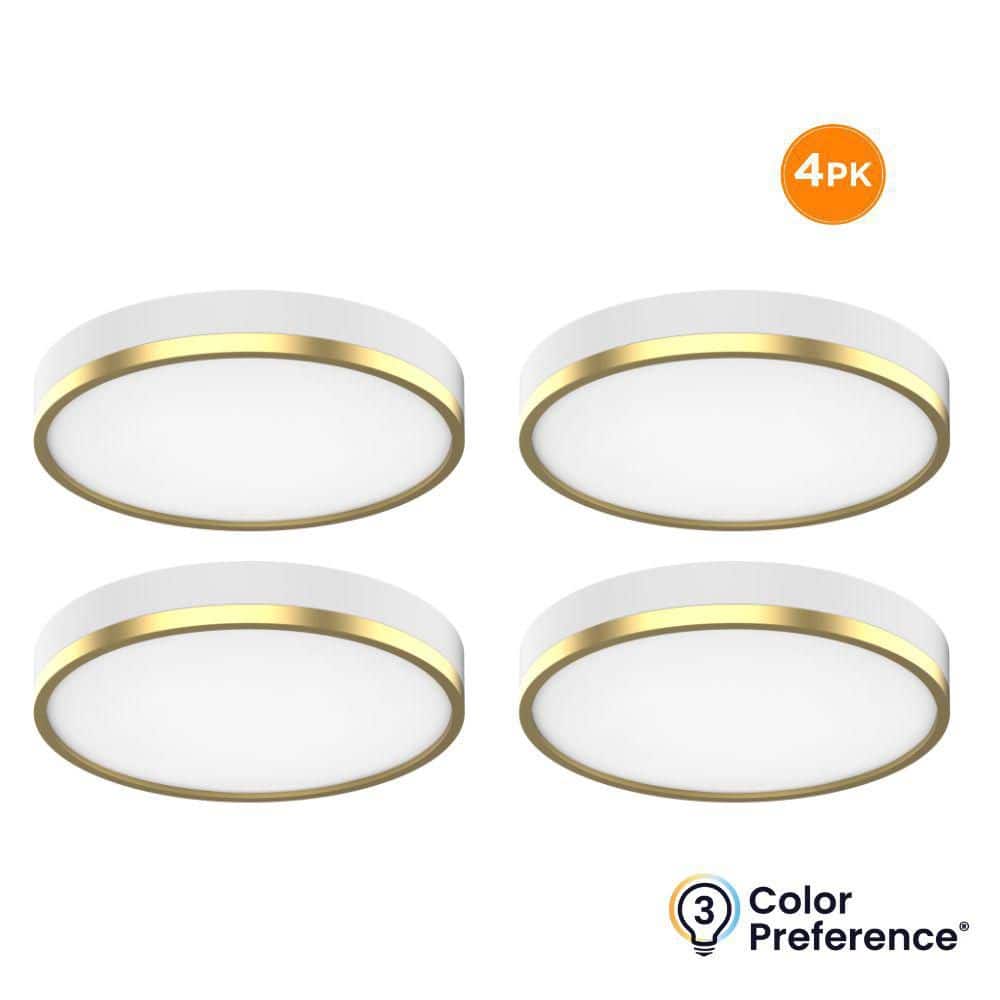 4-Pack GATSBY 13 in. LED Flush Mount Ceiling Light, 1800LM, 22W, Selectable 3000K 4000K 5000K, White, Round, Art Deco price history on PriceWatchPro