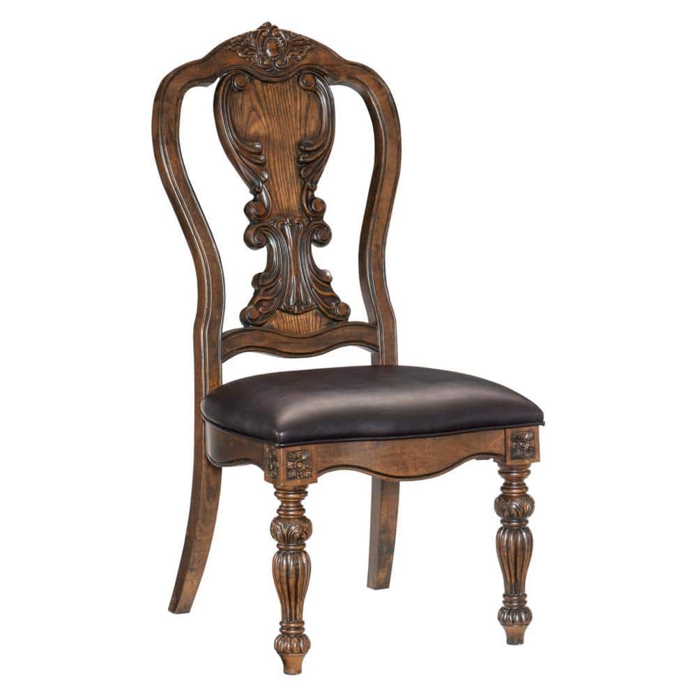 Devi High Back Brown Faux Leather Upholstered Side Chair