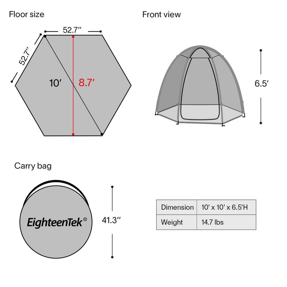 EighteenTek Transparent Pop-Up Bubble Tent Canopy Gazebo