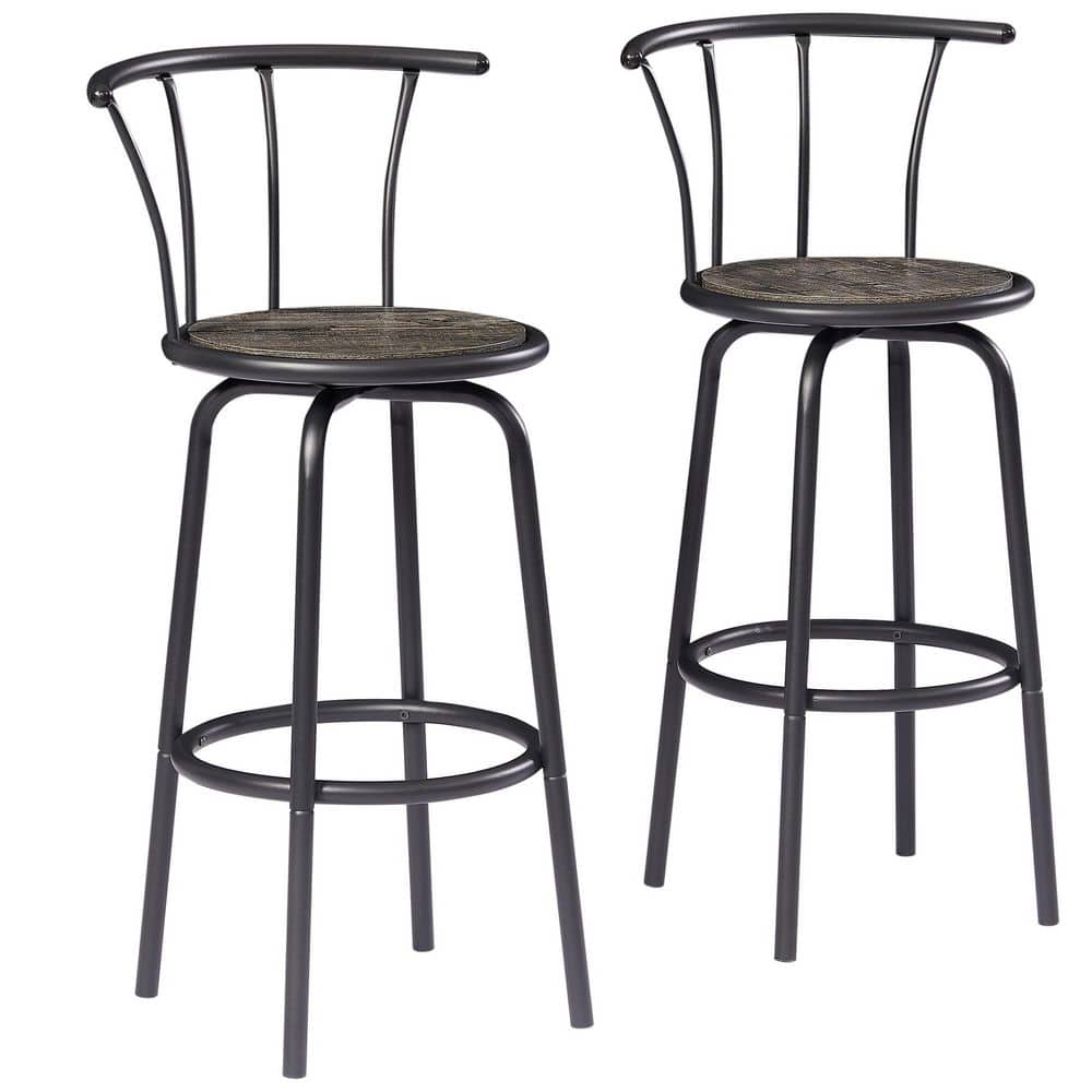 VECELO Bar Stools Set of 2 with Back Metal Barstools Tall Chair for