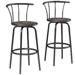 Bar Stools Set of 2 with Back Metal Barstools Tall Chair for Indoor Outdoor Pub Kitchen, Height 27.3 in., Vintage Grey
