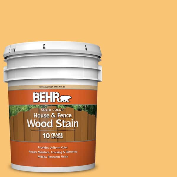 BEHR 5 gal. #BIC-42 Liquid Gold Solid Color House and Fence Exterior Wood Stain