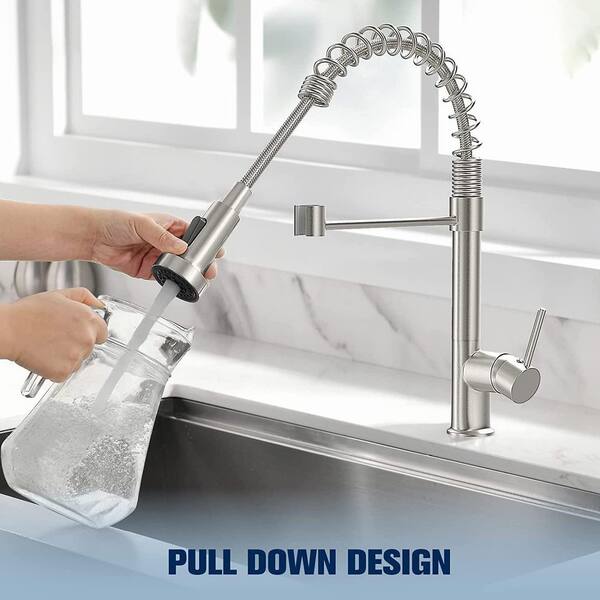 Elements of Design Daytona Brushed Nickel 1-Handle Deck-Mount Pull-Out Handle Kitchen Faucet (Deck Plate Included) Elements of Design Daytona Brushed Nickel 1-Handle Deck-Mount Pull-Out Handle Kitchen Faucet (Deck Plate Included)