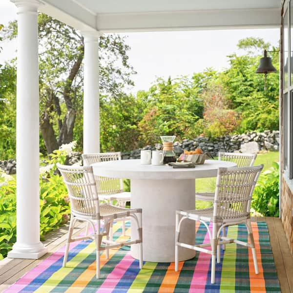 Happy Plaid Handwoven Multi 4 ft. x 6 ft. Outdoor Area Rug