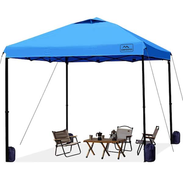 Unbranded 10 ft. x 10 ft. Sky Blue Pop Up Canopy Tent Waterproof Outdoor Shade with Adjustable Legs Carry Bag Sandbags for Camping