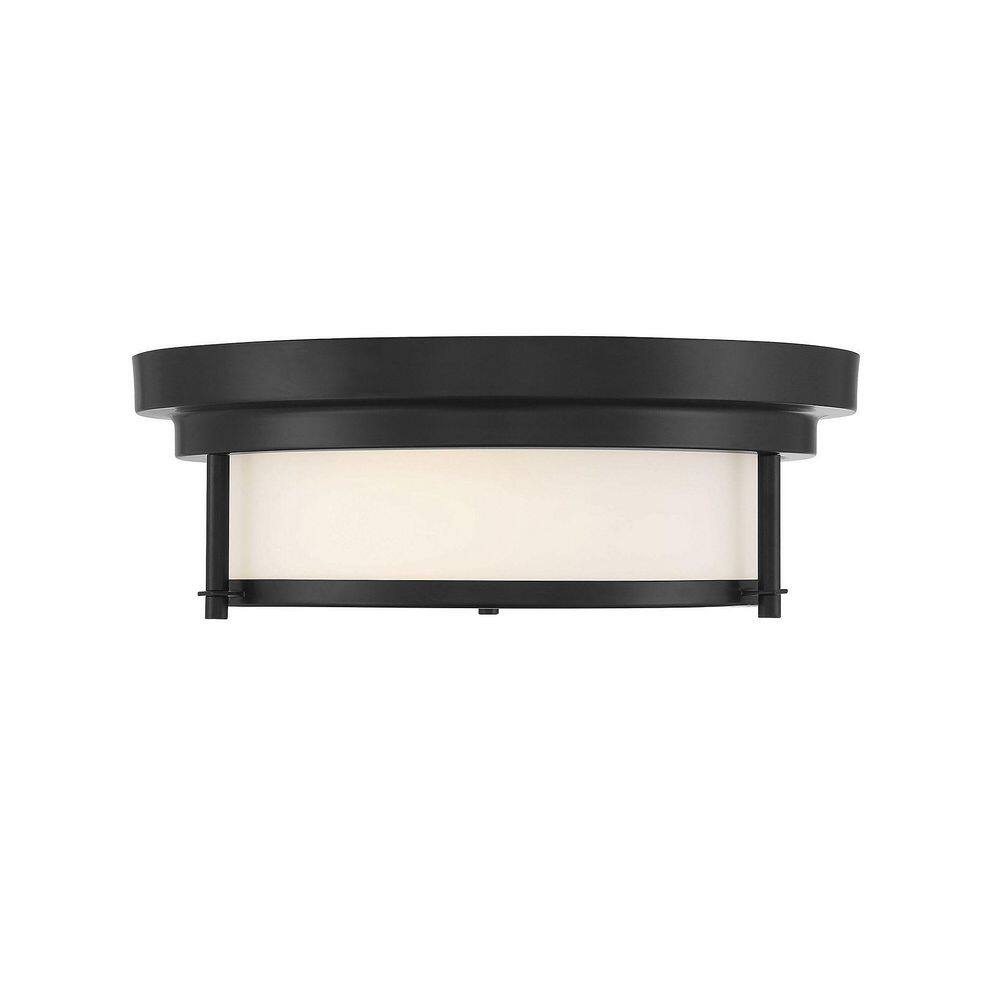 Matte Black Nickel-Accented 2-Light Flush Mount Ceiling Fixture