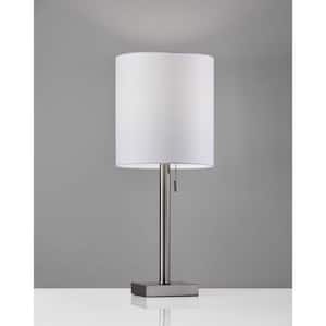22 in. Silver Standard Light Bulb Bedside Table Lamp