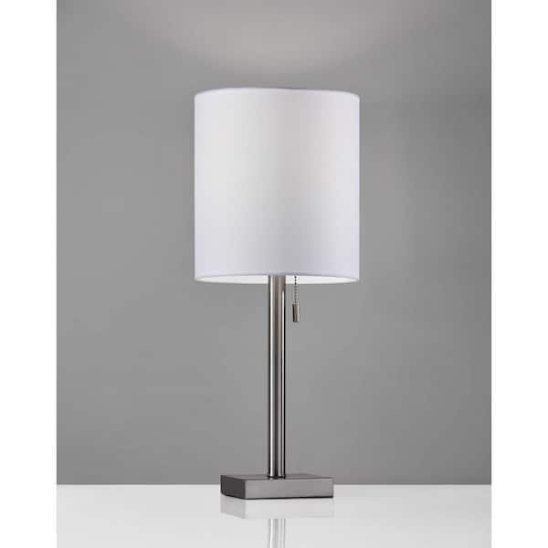 HomeRoots 22 in. Silver Standard Light Bulb Bedside Table Lamp