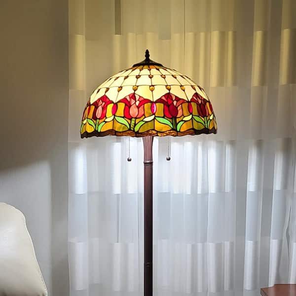 Ja werkzaamheid vloeistof Amora Lighting 18 in. Tiffany Style Tulips Floor Lamp AM002FL18B - The Home  Depot