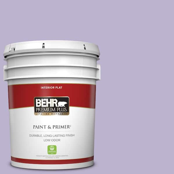 BEHR PREMIUM PLUS 5 gal. #M560-3 Grape Hyacinth Flat Low Odor Interior Paint & Primer