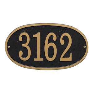 Fast and Easy Oval House Number Plaque, Black/Gold