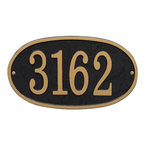 Whitehall Products Fast and Easy Oval House Number Plaque, Black/Gold