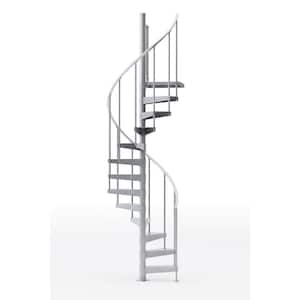 Reroute Galvanized Exterior 42in Diameter, Fits Height 110.5in - 123.5in, 1 42in Tall Platform Rail Spiral Staircase Kit