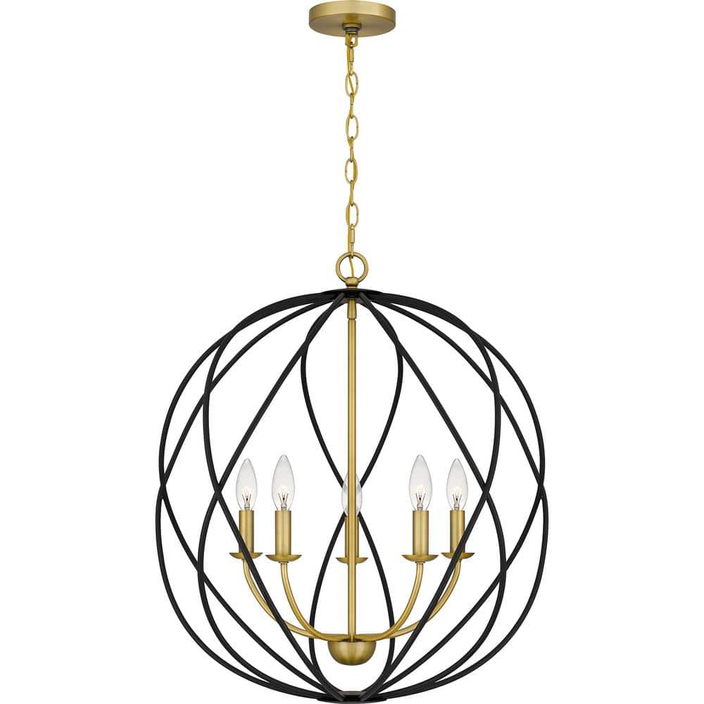 Bryn Aged Brass Globe Pendant with Open Framework Design
