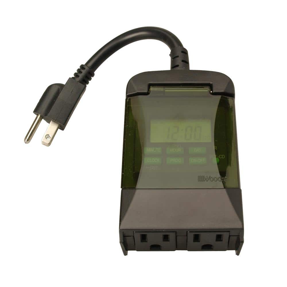 Black Outdoor Digital Timer with Dual Outlets