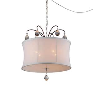 Felicity 19 in. 5-Light Indoor White Pendant Lamp with Light Kit