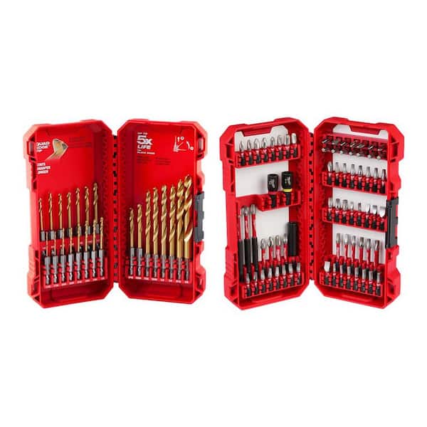 SHOCKWAVE Impact Duty Titanium Twist Drill Bit Set with SHOCKWAVE Impact Duty Alloy Steel Screw Driver Bit Set(93-Piece)