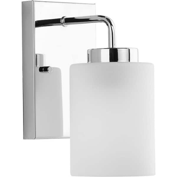 Merry Collection 4.38 in. 1-Light Polished Chrome and Etched Glass Transitional Style Bath Vanity Wall Light