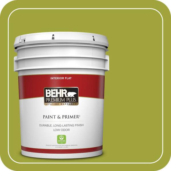 BEHR PREMIUM PLUS 5 gal. #S-H-400 Rolling Hills Flat Low Odor Interior Paint & Primer