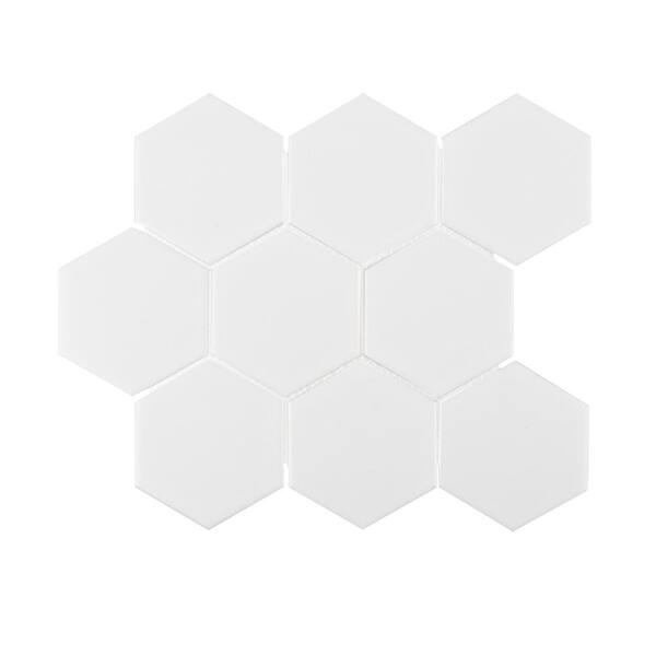 Jeffrey Court Spaced Out White 11.5 in. x 10 in. Hexagon Matte Porcelain Wall and Floor Mosaic Tile (0.798 sq. ft./each)