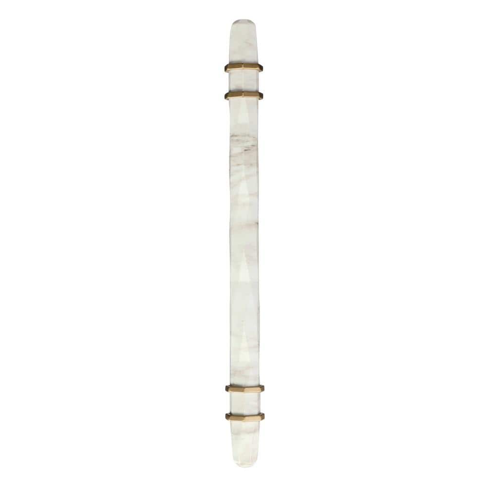 Marble White and Bronze Modern Bar Pull with Mounting Hardware