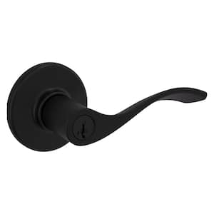 Balboa Matte Black Keyed Entry Door Handle featuring SmartKey Security and Microban Technology