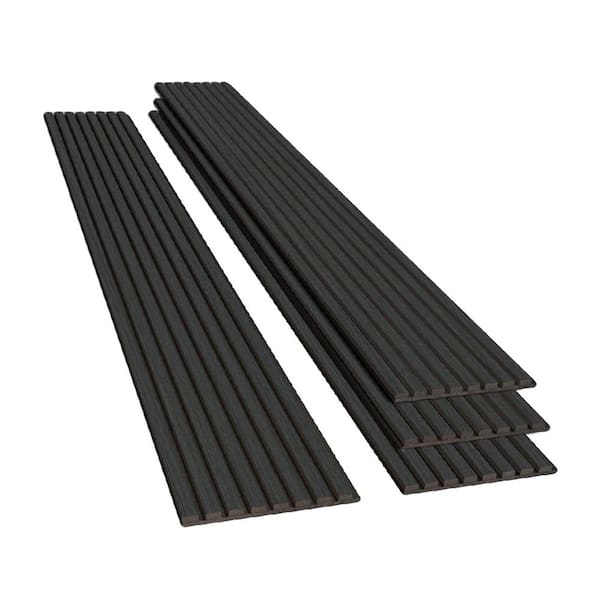 Afoxsos Matte Black Wood Slat Wall Panels 3D Acoustic Panels for