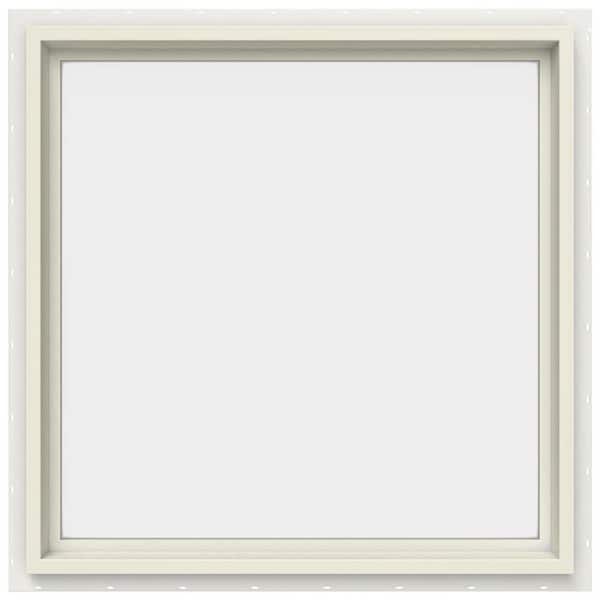JELD-WEN 29.5 in. x 29.5 in. V-4500 Series Cream Painted Vinyl Picture Window w/ Low-E 366 Glass